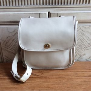 Vintage Coach Sidepack—Ivory leather